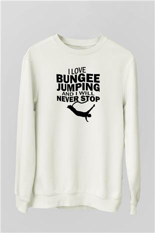 Bungee Jumping Baskılı Unisex Ekru Sweatshirt