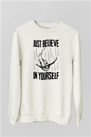 Bungee Jumping Baskılı Unisex Ekru Sweatshirt