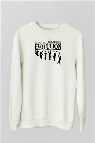 Bungee Jumping Baskılı Unisex Ekru Sweatshirt
