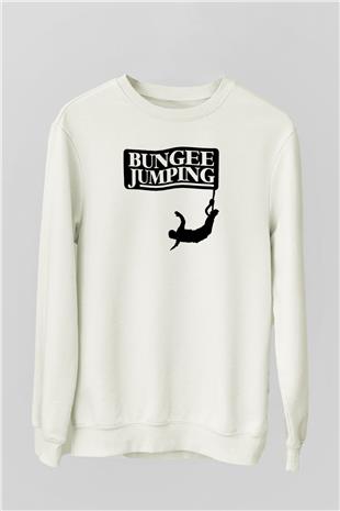 Bungee Jumping Baskılı Unisex Ekru Sweatshirt
