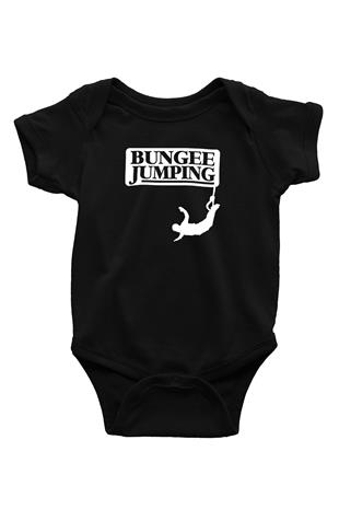 Bungee Jumping Baskılı Unisex Siyah Bebek Body - Zıbın