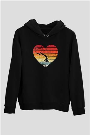 Bungee Jumping Baskılı Unisex Siyah Hoodie