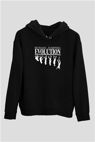 Bungee Jumping Baskılı Unisex Siyah Hoodie