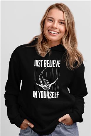 Bungee Jumping Baskılı Unisex Siyah Hoodie