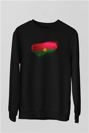 Burkina Faso Bayrağı Baskılı Unisex Siyah Sweatshirt