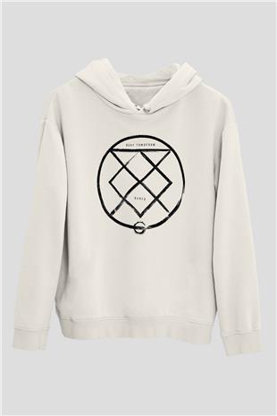 Bury Tomorrow Baskılı Beyaz Unisex Kapüşonlu Sweatshirt