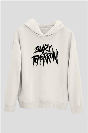 Bury Tomorrow Baskılı Beyaz Unisex Kapüşonlu Sweatshirt