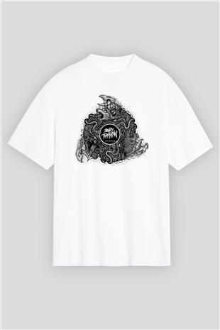 Bury Tomorrow Baskılı Beyaz Unisex Oversize Tişört - Tshirt