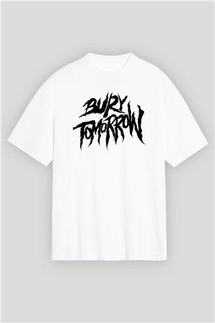 Bury Tomorrow Baskılı Beyaz Unisex Oversize Tişört - Tshirt