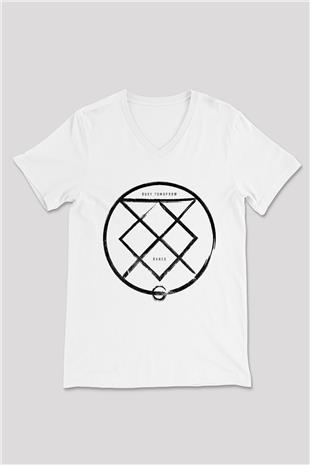Bury Tomorrow Baskılı Beyaz Unisex V Yaka Tişört - Tshirt
