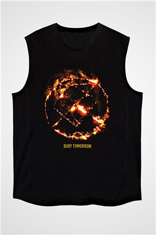 Bury Tomorrow Baskılı Unisex Siyah Kolsuz Tişört - Tshirt