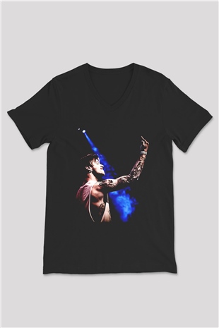 Bury Tomorrow Baskılı Unisex Siyah V Yaka Tişört - Tshirt