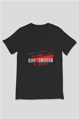 Bury Tomorrow Baskılı Unisex Siyah V Yaka Tişört - Tshirt