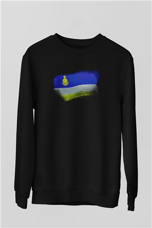 Buryatya - Buryatia Bayrağı Baskılı Unisex Siyah Sweatshirt