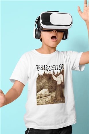 Burzum Baskılı Beyaz Unisex Çocuk Tişört