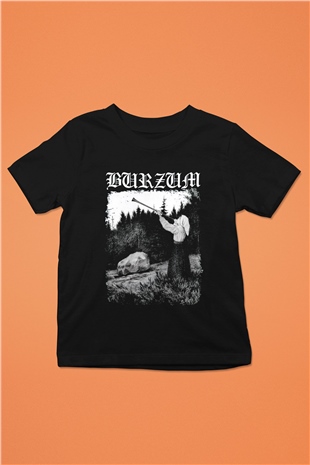 Burzum Baskılı Siyah Unisex Çocuk Tişört
