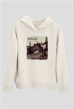 Burzum Baskılı Unisex Beyaz Hoodie