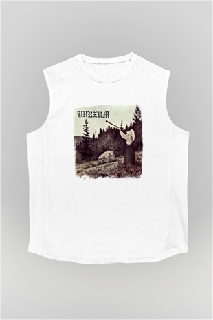 Burzum Baskılı Unisex Beyaz Kolsuz Tişört