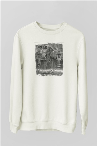 Burzum Baskılı Unisex Beyaz Sweatshirt