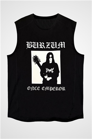 Burzum Baskılı Unisex Siyah Kolsuz Tişört