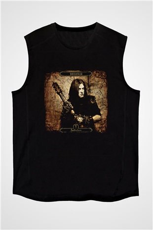 Burzum Baskılı Unisex Siyah Kolsuz Tişört