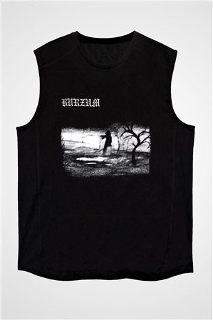 Burzum Baskılı Unisex Siyah Kolsuz Tişört