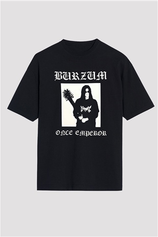 Burzum Baskılı Unisex Siyah Oversize Tişört