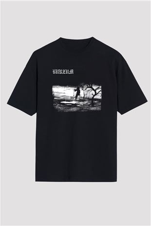 Burzum Baskılı Unisex Siyah Oversize Tişört