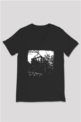 Burzum Baskılı Unisex Siyah V Yaka Tişört