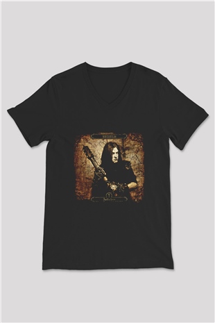 Burzum Baskılı Unisex Siyah V Yaka Tişört