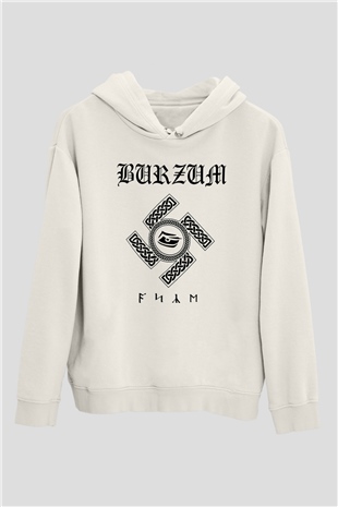 Burzum Beyaz Unisex Kapşonlu Sweatshirt