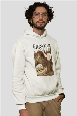 Burzum Beyaz Unisex Kapşonlu Sweatshirt