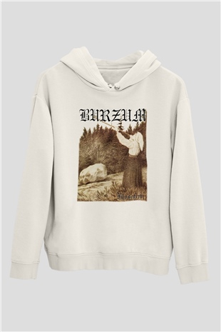 Burzum Beyaz Unisex Kapşonlu Sweatshirt