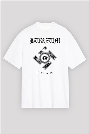 Burzum Beyaz Unisex Oversize Tişört T-Shirt