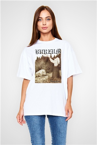 Burzum Beyaz Unisex Oversize Tişört T-Shirt