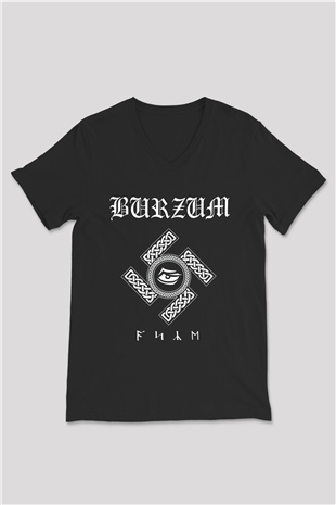Burzum Siyah Unisex V Yaka Tişört T-Shirt