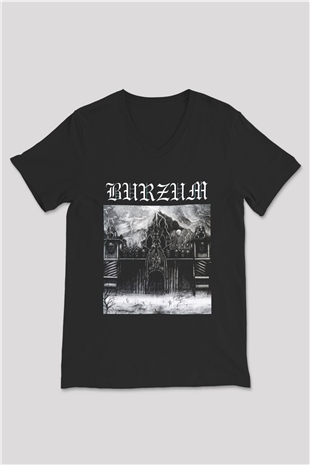 Burzum Siyah Unisex V Yaka Tişört T-Shirt
