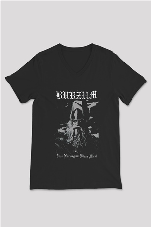 Burzum Siyah Unisex V Yaka Tişört T-Shirt