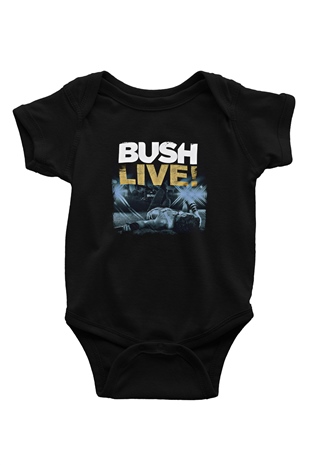 Bush Baskılı Unisex Siyah Bebek Body - Zıbın