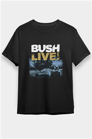 Bush Baskılı Unisex Siyah Tişört