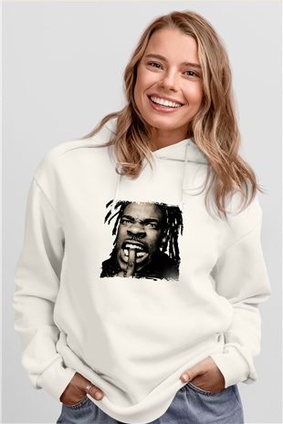 Busta Rhymes Baskılı Unisex Beyaz Kapüşonlu Sweatshirt