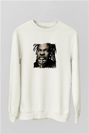Busta Rhymes Baskılı Unisex Beyaz Sweatshirt
