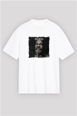 Busta Rhymes Baskılı Oversize Beyaz Tişört
