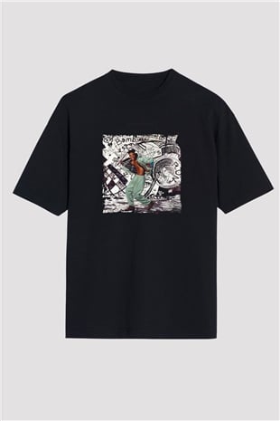Busta Rhymes Baskılı Unisex Oversize Siyah Tişört