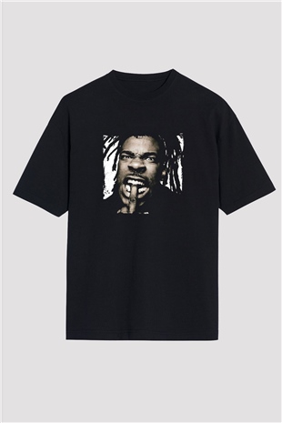Busta Rhymes Baskılı Unisex Oversize Siyah Tişört