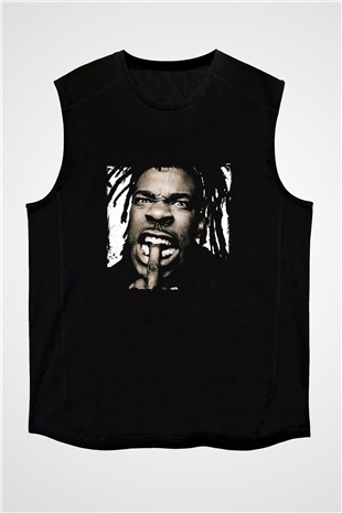Busta Rhymes Baskılı Unisex Siyah Kolsuz Tişört