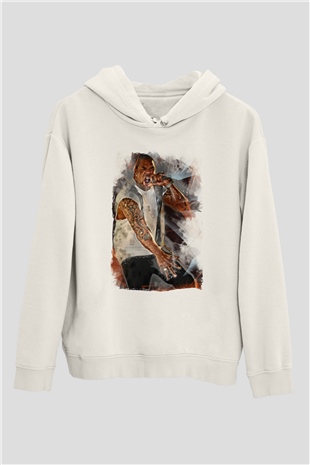 Busta Rhymes Beyaz Unisex Kapüşonlu Sweatshirt