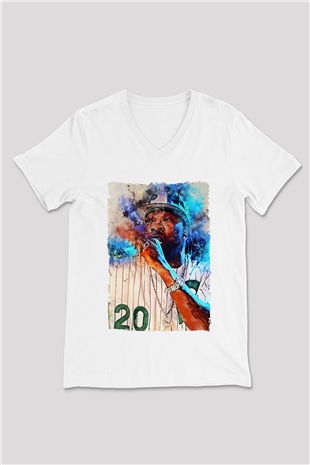 Busta Rhymes Beyaz Unisex V Yaka Tişört