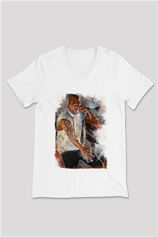 Busta Rhymes Beyaz Unisex V Yaka Tişört