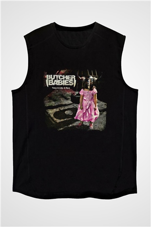 Butcher Babies Baskılı Unisex Siyah Kolsuz Tişört